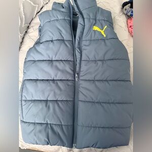 Puma Kids Dark Blue Puffer Vest with Yellow Logo